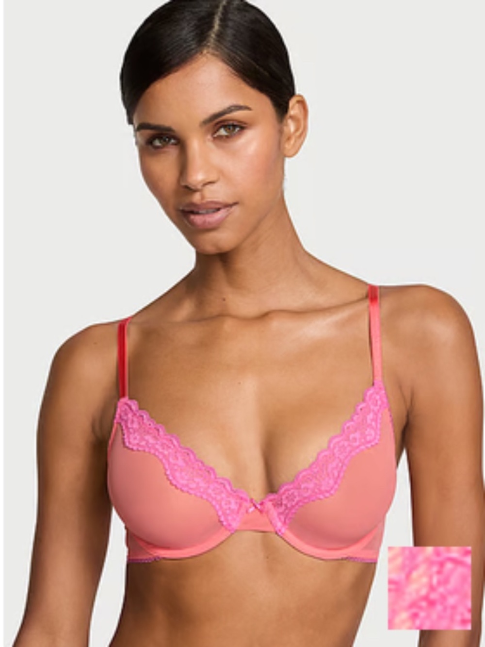 NWT Victoria's Secret Tease Lace-Trim Unlined Demi Bra - 38DD
